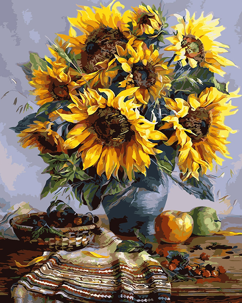 Sunflowers on the Table by Van Gogh paint by numbers painting on display