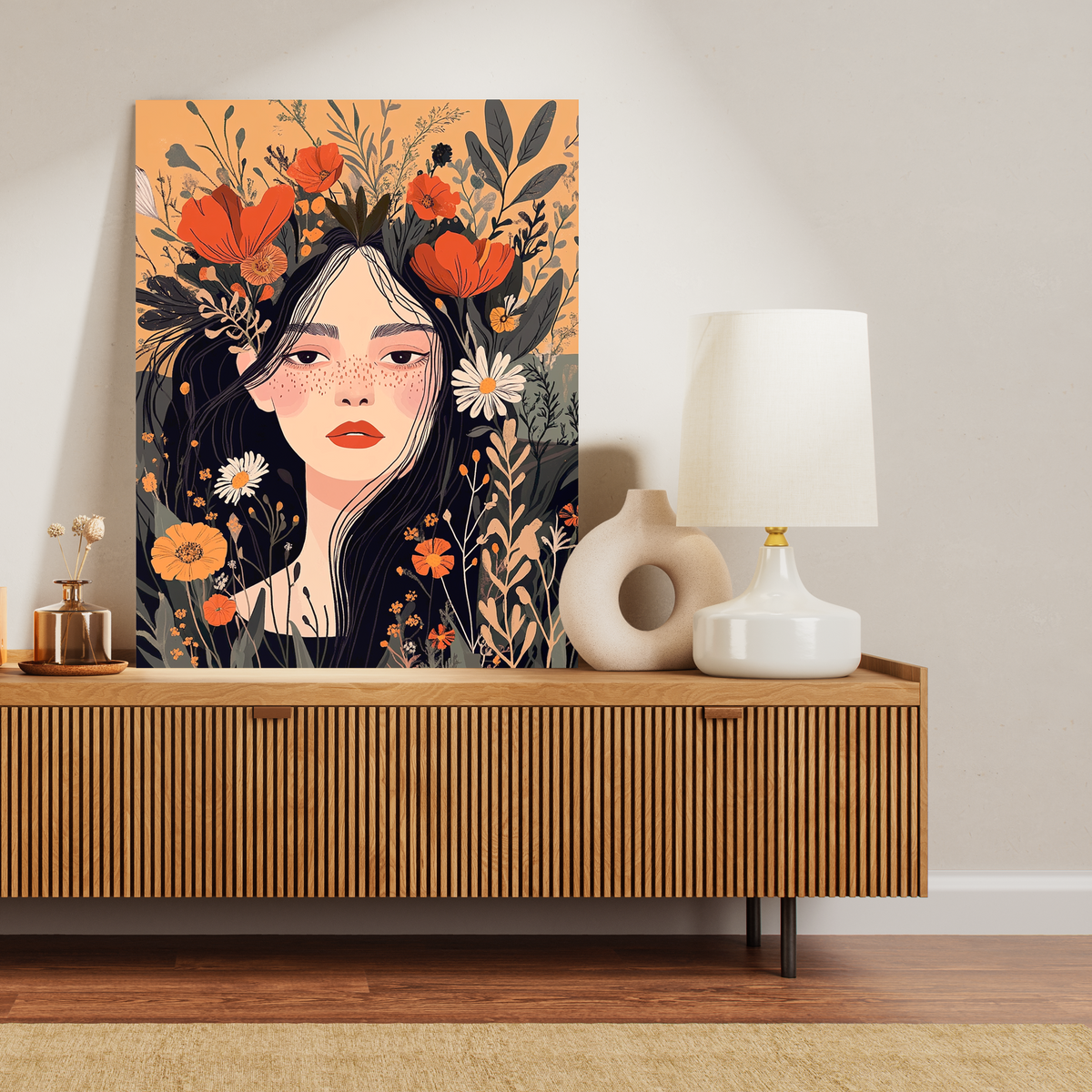 Wildflower Spirit paint by numbers painting displayed in a bright room