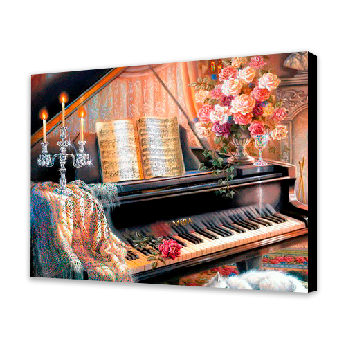 Piano By The Fireplace