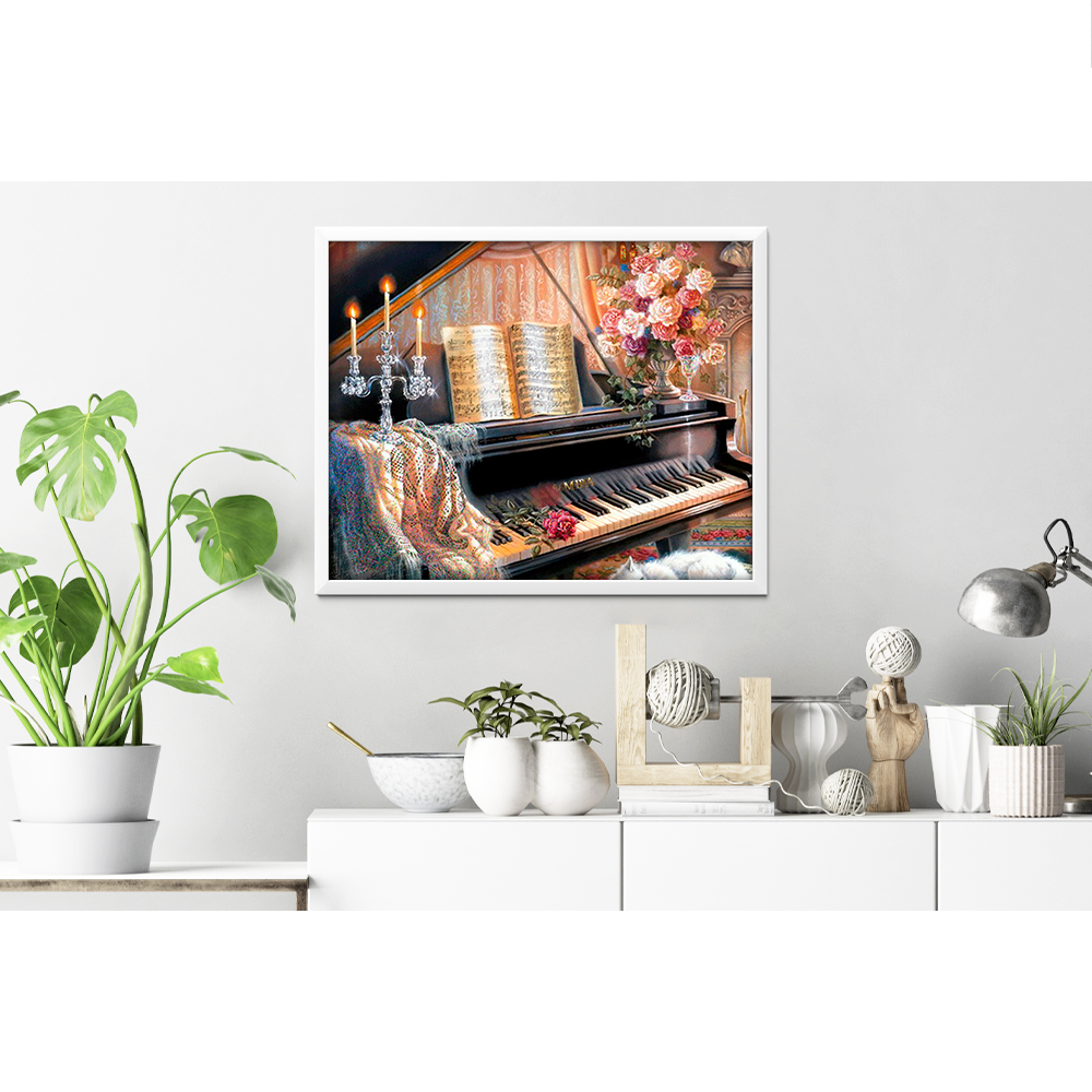 Piano By The Fireplace