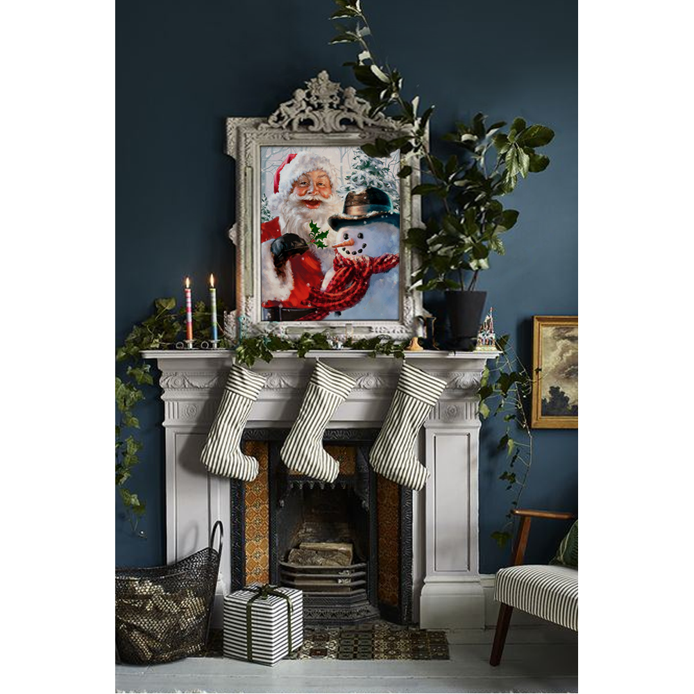 Happy Santa And Snowman