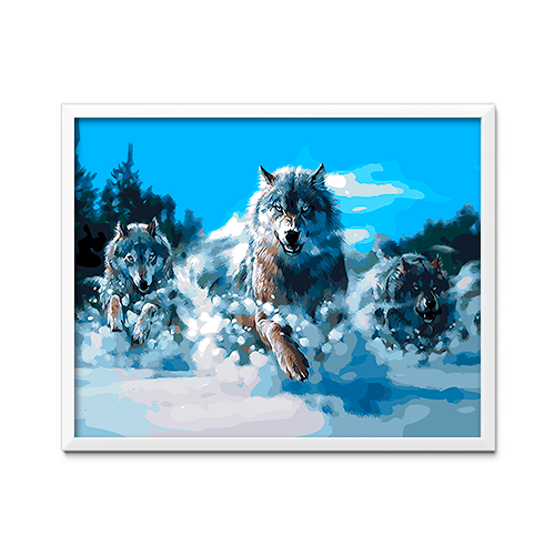 Wolves in Snow