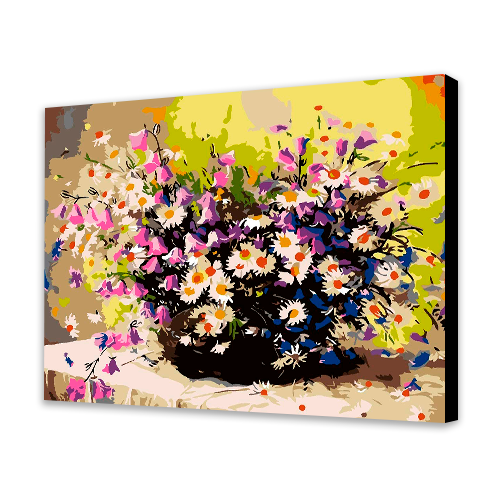 White Daisies With Purple Flowers