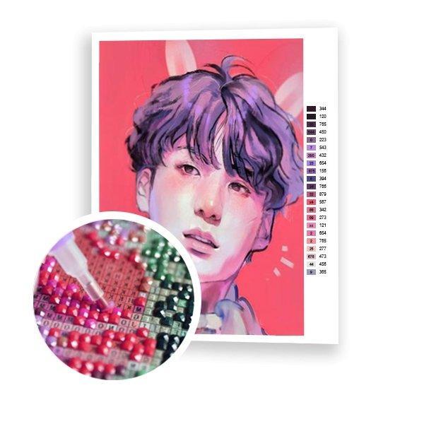 Hello! I'm working on a Jungkook from the boys band BTS! I have 25h already  ^^ it's my first canvas. What do you think? : r/diamondpainting