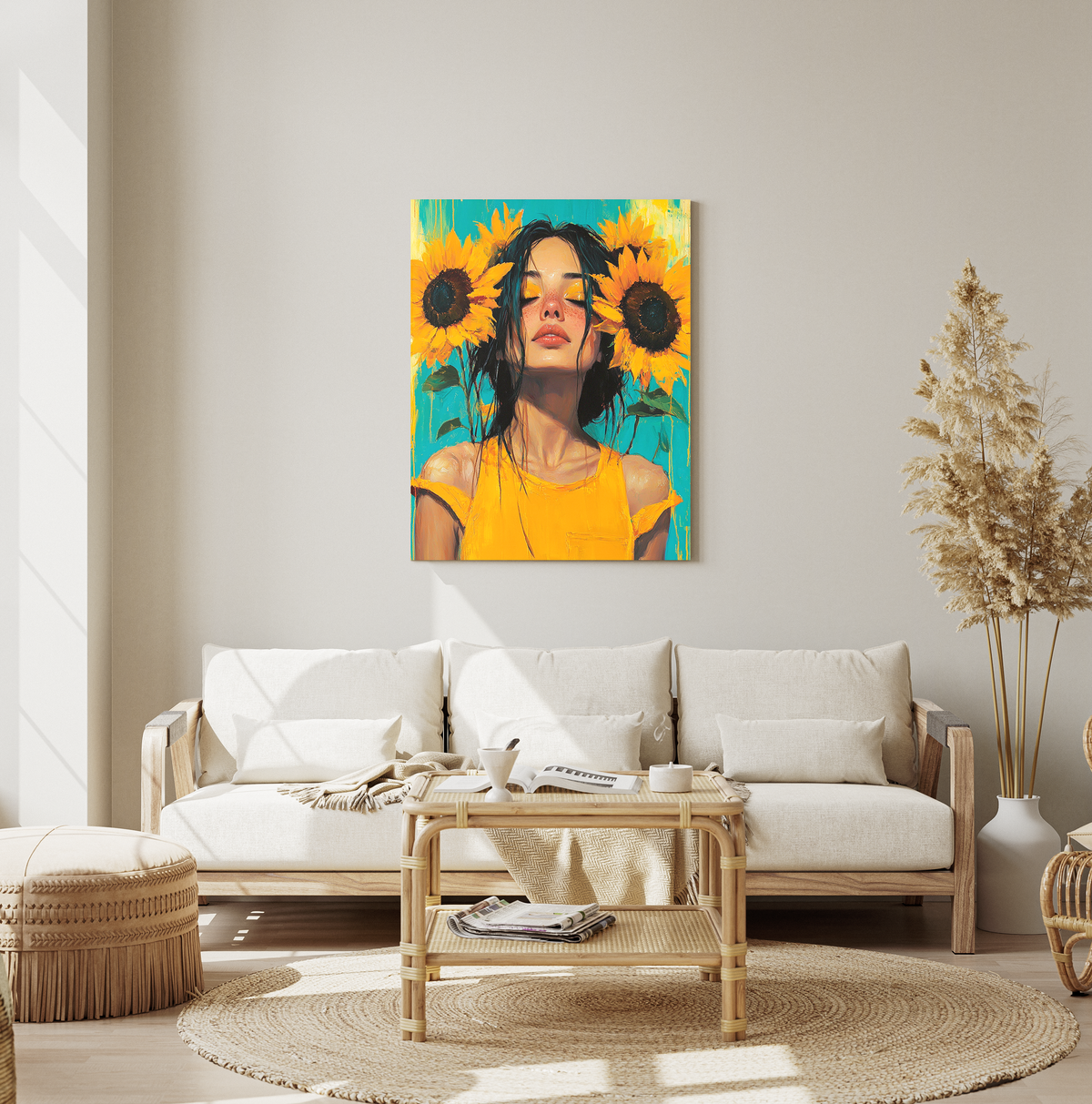Sunlit Bliss paint by numbers painting displayed in a bright living room